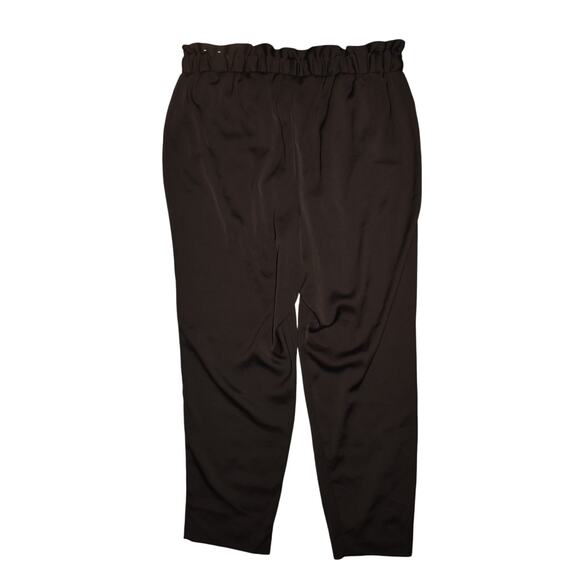 LANE BRYANT $79 Black Woven Pleated Paperbag Waist Tapered Leg Pant Size 16 - Picture 1 of 3